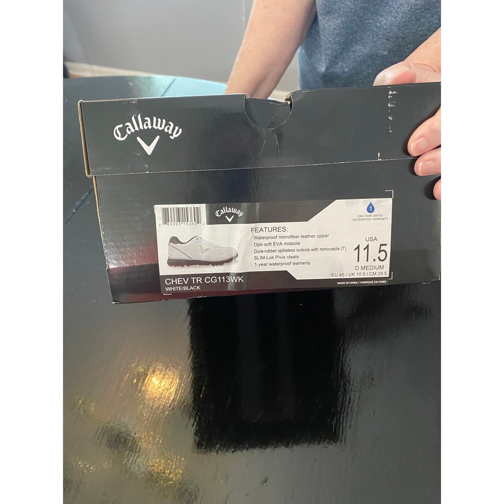 Callaway Chev TR Golf Shoes Men 11.5 White Black Waterproof Cleated CG113WK - Picture 3 of 6